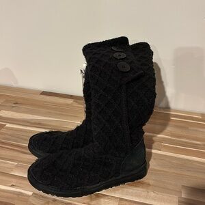 Black knitted tall UGG boots